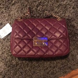 Michael Kors Sloan Lg Chain Shoulder Plum Leather